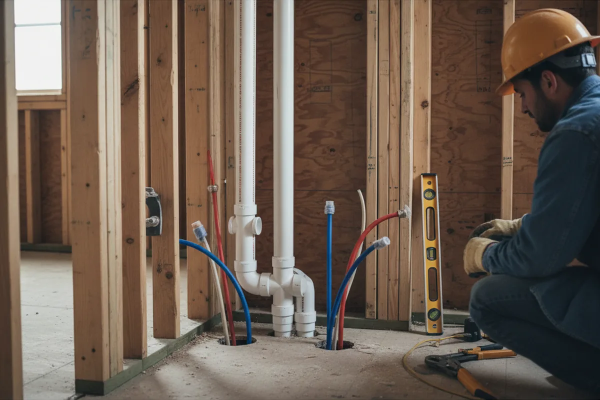 Drain and supply rough-in during Drain Cleaning in Scipio