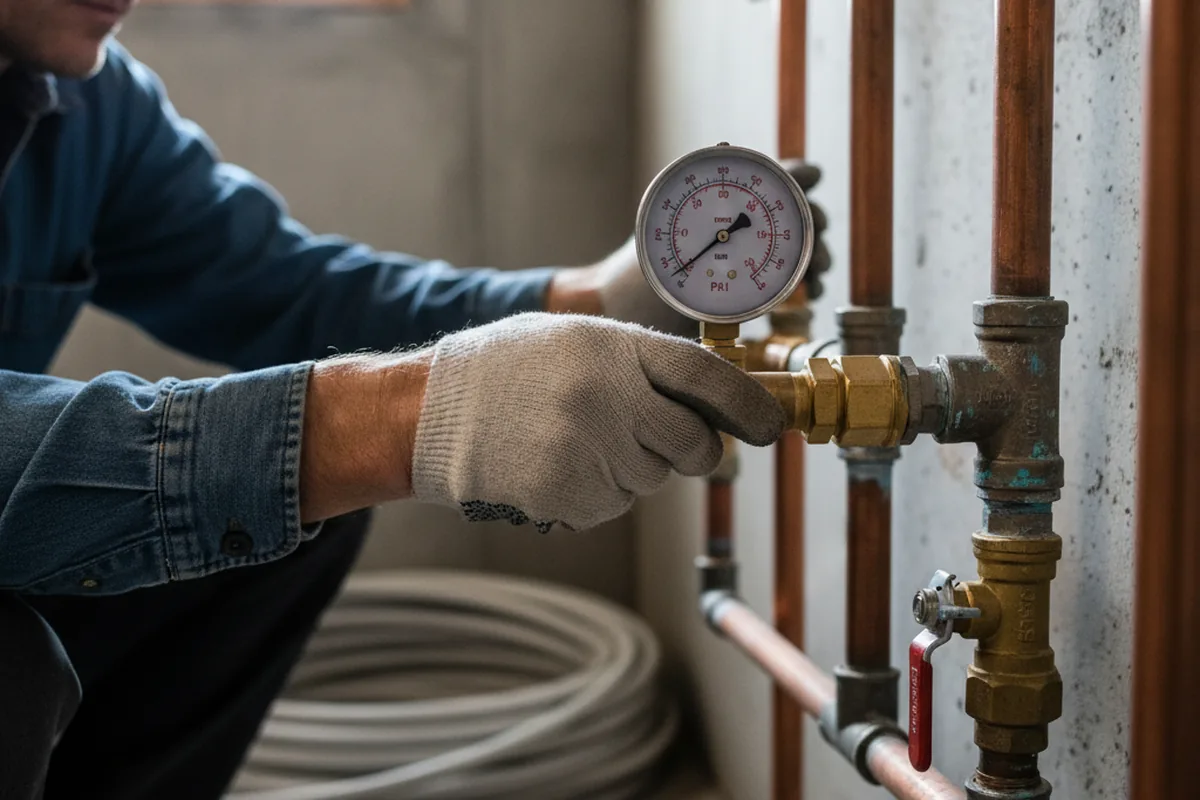 Pressure testing a repaired line during Water Line Repair in Scipio